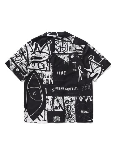 Men’s Darkness Abstract Print Button Blouse