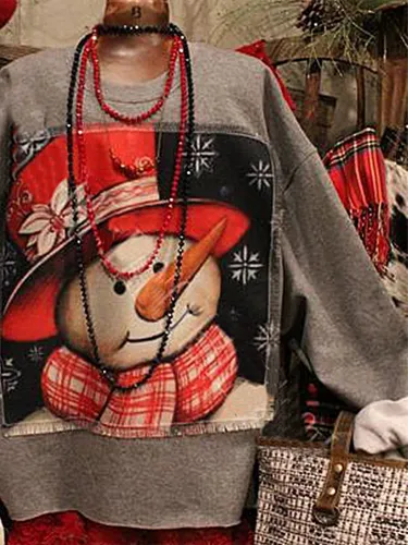 Christmas loose long sleeve printed sweatshirt