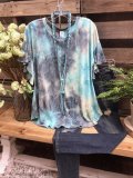Blue Short Sleeve Shift Shirts & Tops