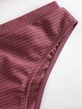 Stripe Pattern Knot Front Bikini Set