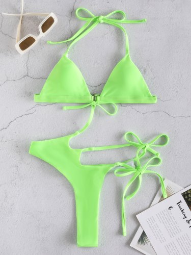 Side Cut Out Straps One-Piece Swimwear