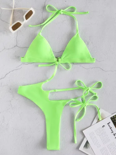 Side Cut Out Straps One-Piece Swimwear