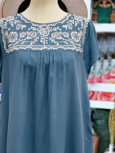 Short Sleeve Floral Casual Crew Neck Shirts & Tops