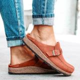 Women Casual Comfy Leather Slip On Sandals