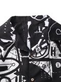 Men’s Darkness Abstract Print Button Blouse