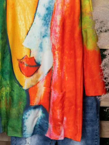 Abstract Long Sleeve Casual Shirts & Tops