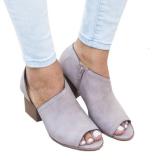 Large Size Peep Toe PU Zipper Pumps