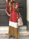 Striped Cotton-Blend Casual Short Sleeve Dresses