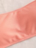 Ribbed Leaf Print Bandeau Bikini