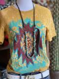 Color-Block Cotton-Blend Short Sleeve Crew Neck Shirts & Tops