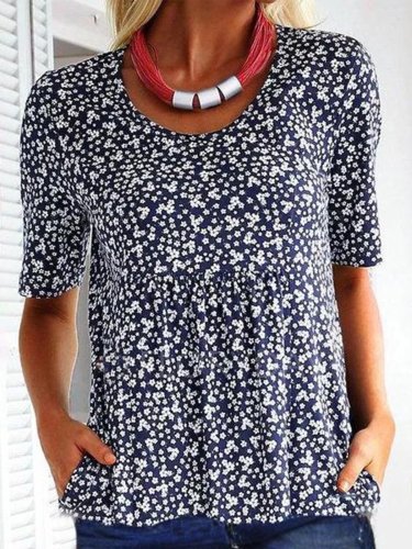 Casual Short Sleeve Floral Shirts & Tops