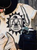 White Casual Shift Short Sleeve Abstract Shirts & Tops