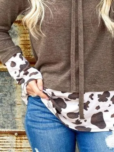 Long Sleeve Casual Color-Block Turtleneck Shirts & Tops