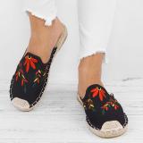 Women Fashion Embroidered Espadrille Flat Slippers Shoes