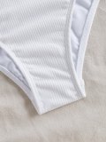 Ribbed Side Lace Up One-Piece Swimsuit