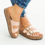 Women Casual Summer Double Buckle Slip On Comfy Sandals