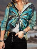 Cotton-Blend Long Sleeve Casual Floral Shirts & Tops