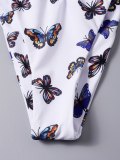 Ruffle Butterfly Graphic Halter Tie Side Bikini