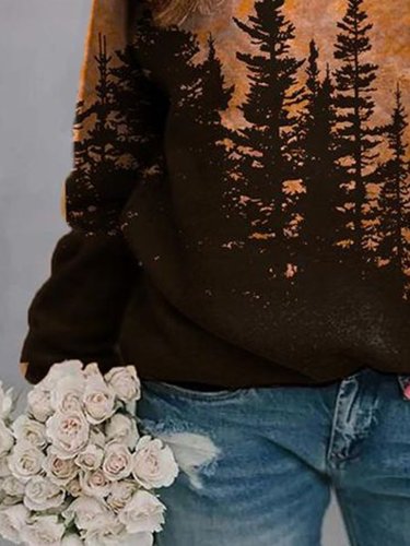Crew Neck Long Sleeve Casual Animal Sweatshirt
