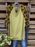 Half Sleeve Leopard Floral-Print Boho Shirts & Tops