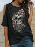 Black Casual Asymmetric Round Neck Shirts & Tops