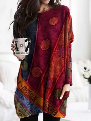 Long Sleeve Casual Printed Cotton-Blend Shirts & Tops