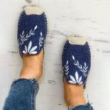 Women Fashion Embroidered Espadrille Flat Slippers Shoes