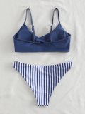 Stripe Print Surplice String Bikini