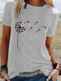 Floral Crew Neck Casual Short Sleeve Shirts & Tops