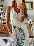White Sleeveless Ombre/tie-Dye A-Line Cotton Dresses