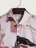 Men's Retro Abstract Ink Print Long Sleeve Shirt
