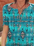 Short Sleeve Geometric Casual Shirts & Tops