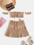 Solid Knit Lace-up Bikini