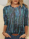 Striped Casual Cotton-Blend Long Sleeve Shirts & Tops