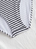 Stripe Print Cut Out Detachable Strap Swimsuit