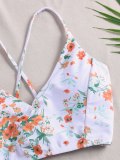 Floral Print Cinched Side Backless Bikini