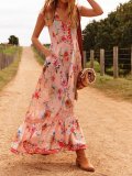 Women Floral Dress V-Neck Holiday Dresses