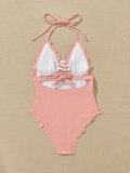 Front Lace-up Halter Collar One-Piece Swimsuit