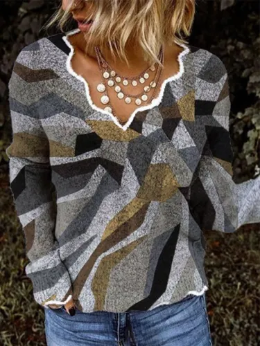 Printed Long Sleeve Casual Sweatshirt