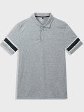 复制Men's Color Block Striped Polo Shirt