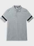 Men's Color Block Striped Polo Shirt