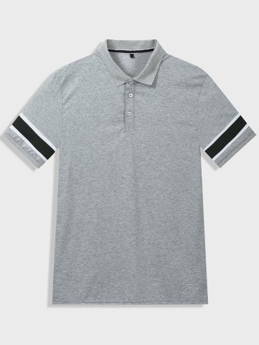 复制复制Men's Color Block Striped Polo Shirt