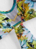 Floral Print Plunging O Ring Cut Out Swimsuit