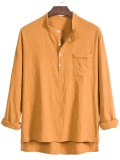 Men's Solid Pocket Notched Collar Button Up Shirt