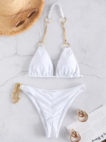 Chain Decor Halter Bikini