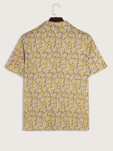 Men's Floral Diamond Graphic Button Blouse