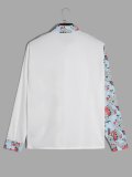 Men's Contrast Floral Print Long Sleeve Shirt