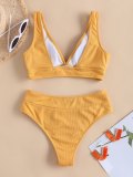 Ribbed Solid High Waisted Bikini