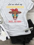 Casual loose summer ox head letter pattern printed short sleeve round neck T-shirt