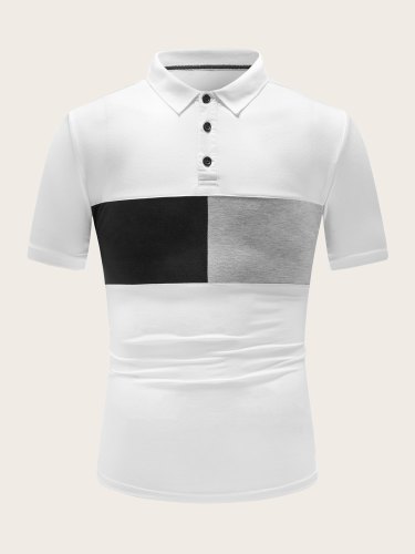 Men's Two Tone Stripe Colorblock Polo Shirt